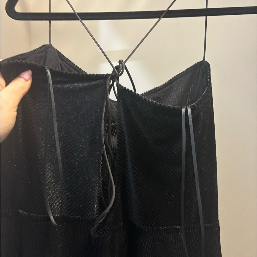 Black velvet Slip Dress with Spaghetti Straps - Picture 4 of 4